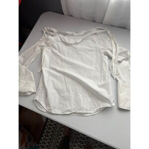 FRAME Denim Off-Shoulder Tie-Strap Long‎ Sleeve Blouse Top White Size S